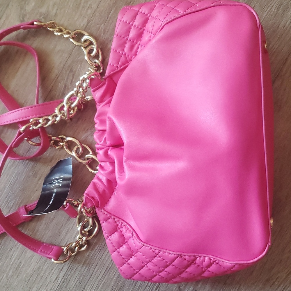 Crossbody INC KEMAH Handbag Quilted Pink Gold Chain Snap Magnetic Closure NWT